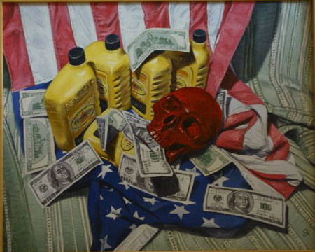 Money Oil Flag Skull 16"x20"